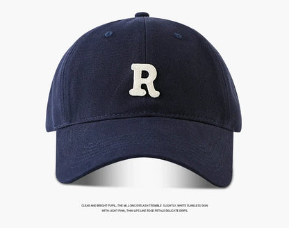 Large Head Circumference Baseball Cap Men's and Women's Dome Hat Soft Top Cap 60/65cm Sun Protection  Letter R Hat Adult Caps