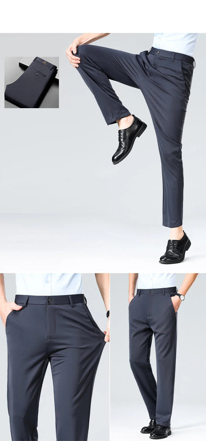 1-Pack Men's Professional Straight-Leg Stretch Formal Pants Non-Iron Comfortable Business Slacks Wrinkle-Resistant Loose Fit