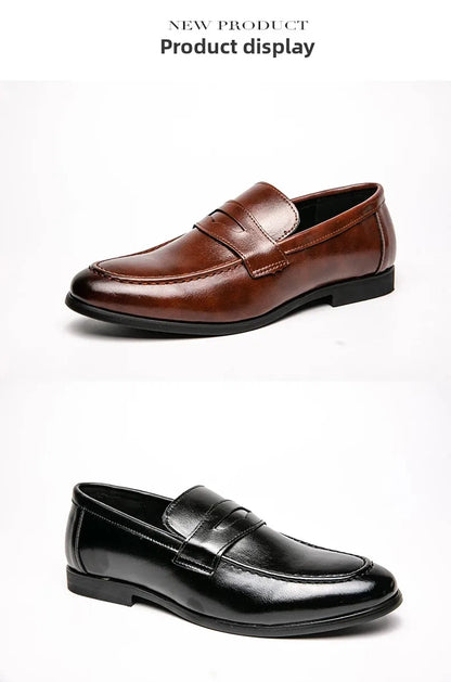 Men's Dress Shoes Trend Casual Business Leather Shoes For Men Classic Slip On Formal Social Wedding Leather Shoes Men Loafers