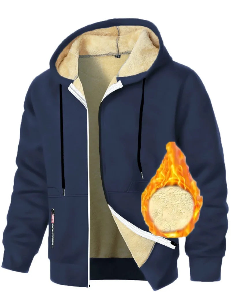 Animal Game Mens Casual Hooded for Men Fleece Sweatshirt Thick Sherpa Lined Hoodies Zipper Jacket Thick Heavyweight Sweatshirts