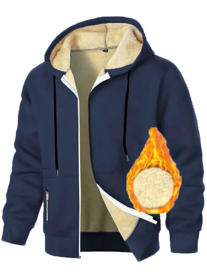 Animal Game Mens Casual Hooded for Men Fleece Sweatshirt Thick Sherpa Lined Hoodies Zipper Jacket Thick Heavyweight Sweatshirts