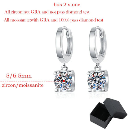 1-2CTTW 100% Real Moissanite Drop Earring for Women Classic Lab Created Diamond Ear Jewelry Sterling Silver 925 Wholesale