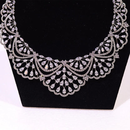 NEW Trendy 2PCS Necklace For Women Luxury Wedding Cubic Zircon CZ African Dubai Bridal Jewelry Set