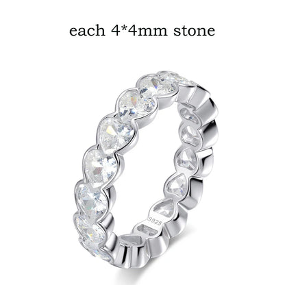 3/4mm Heart Cut D Color Moissanite Rings Full Diamond Luxury Bridal Promise Band for Women Original S925 Silver Jewelry