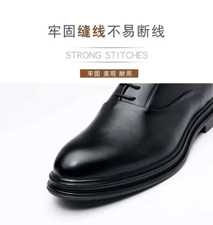 Business Formal Leather Shoes Men's Casual with Suit Low Top Solid Wedding Shoes Color Fashion Oxford Shoes Pointed Office