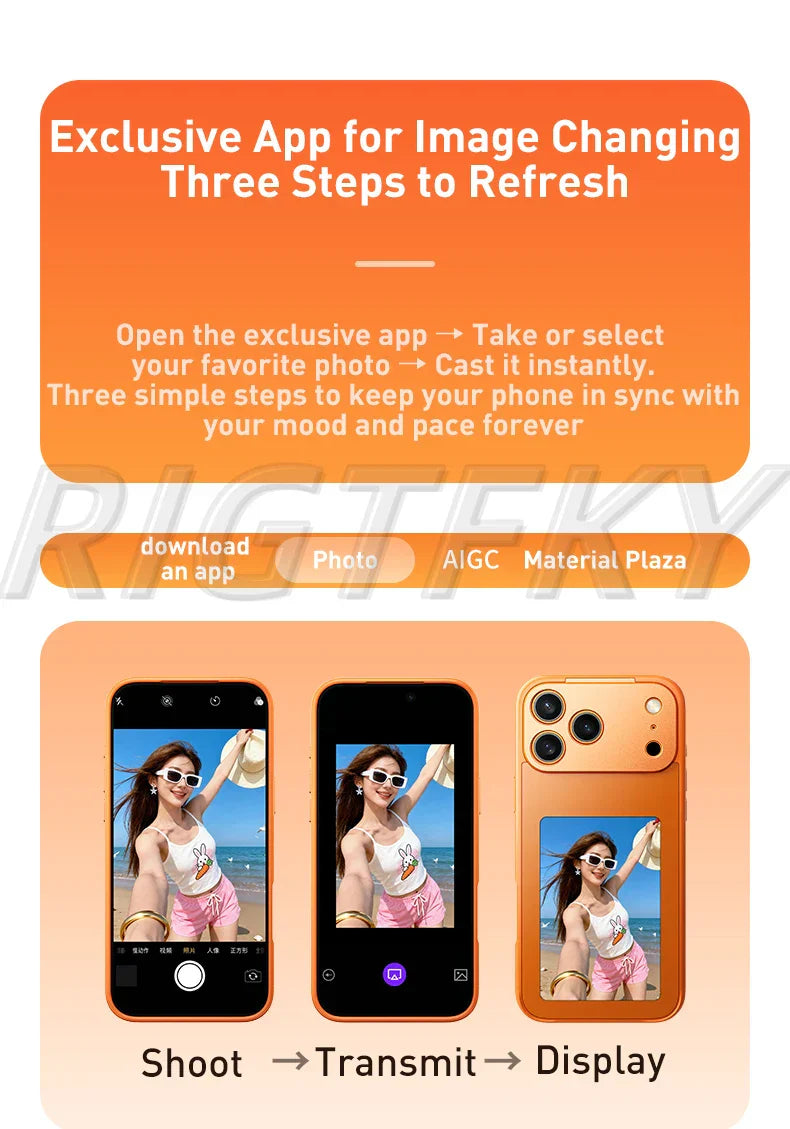 For IPhone 17 Pro Max 17Pro 17 E-ink Mobile Phone Cases Screen Image Ai NFC technology Transmission DIY No Battery Tech Cover