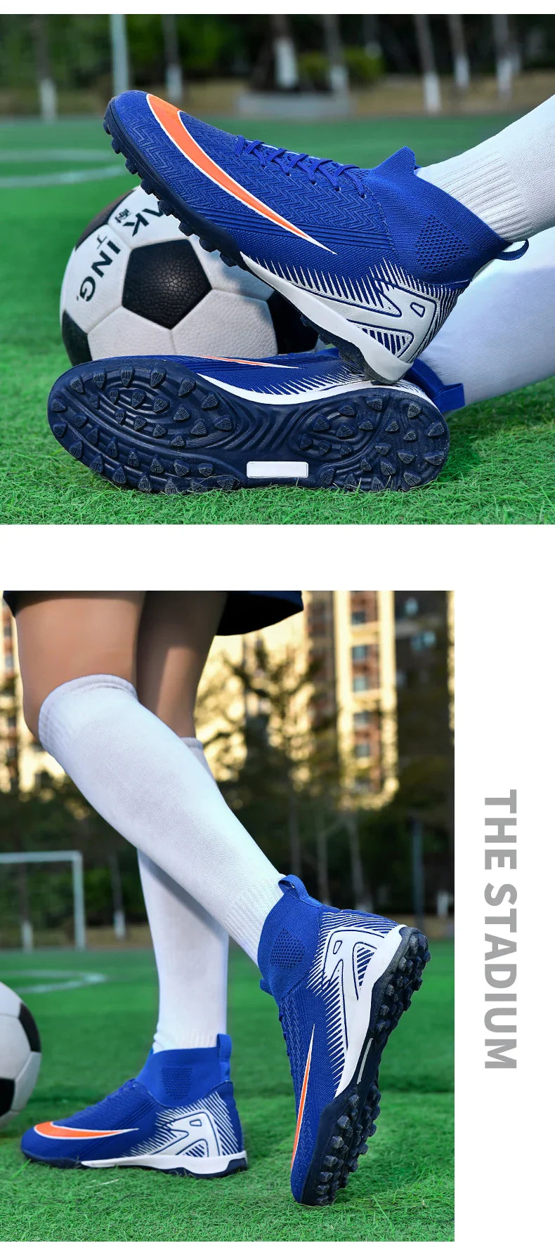 High Top Men Soccer Shoes Professional Football Boots Breathable Wear Resistant Training Match Sneakers Non Slip for Adult Sport