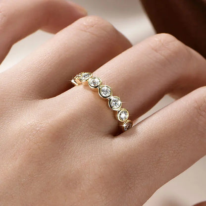 14k Gold Filled Full Eternity Ring Bezel 3mm D Round Moissanite Rings Stackable Bands GRA Certified Jewelry for Women 2026