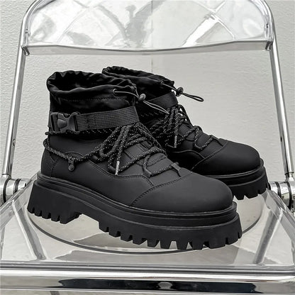 Fashion Men Casual Boots Designer High Top Mens Ankle Boots Winter Work Boots Breathable Walking Sneakers Black Leather Boots