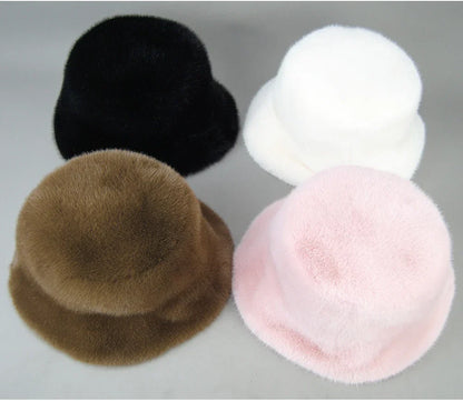 False Mink Fur Berets Elegant Women's Winter Caps New Design Fashion Artificial Fur Hats Knitted Warm False Mink Fur Beanies Hat