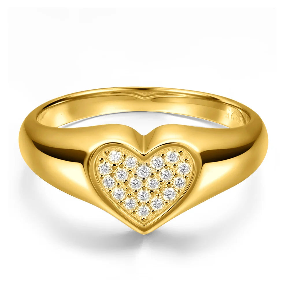 D VVS1 Heart Moissanite Engagement Ring 925 Sterling Silver Plated 18k White Gold Diamond Rings for Women Brithday Gift