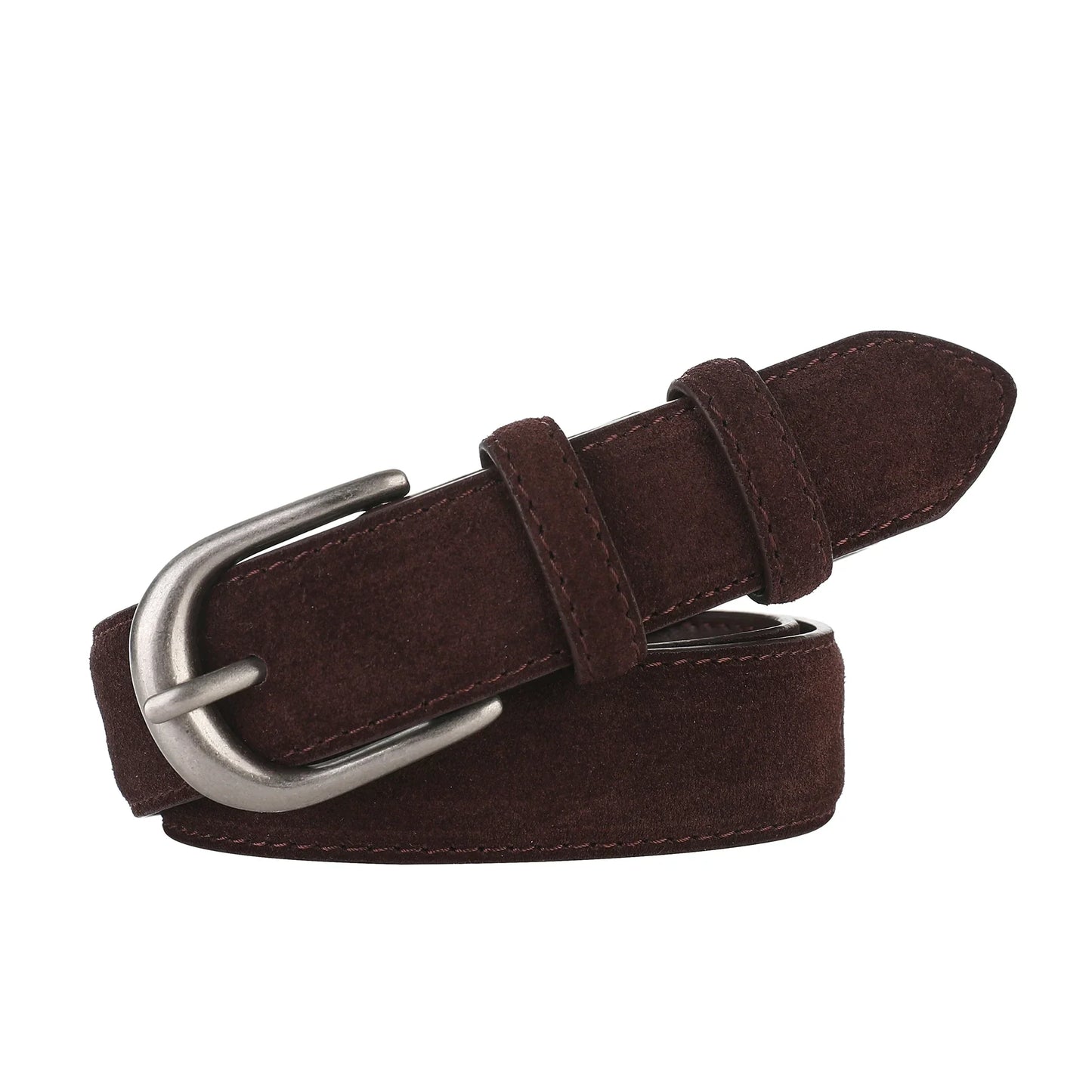 Fashion Suede Cowhide Women‘s Belts Genuine Leather 2.8cm Wide Belt Metal Buckle Women Belt Matched Dress Jeans Skinny Girdle