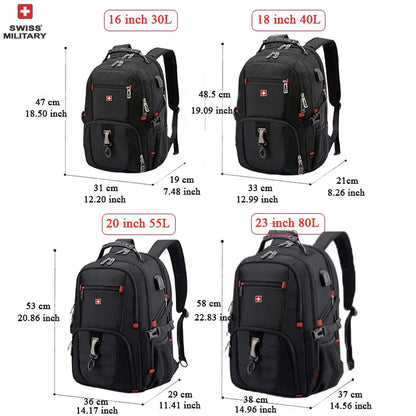 Laptop Backpack Waterproof USB Charge Port Swiss-style Multifunctional Rucksack Schoolbag Mochila Hiking Travel bag