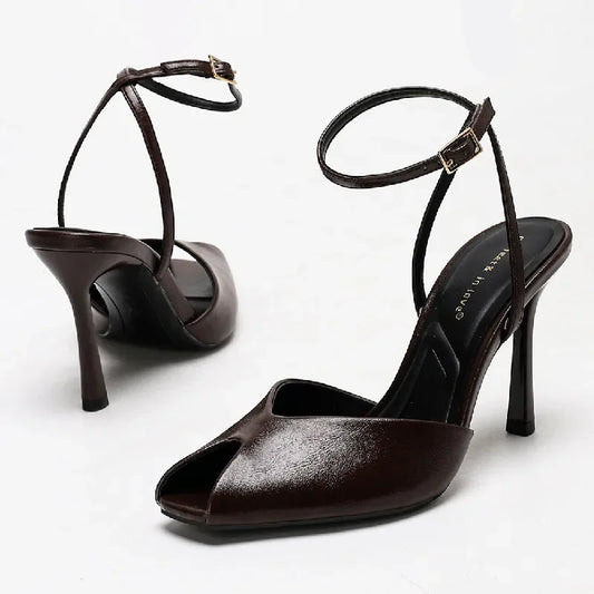 Elegant Peep Toe High Heels Women 2026 New Ankle Buckle Fashion Office Party Shoes Sexy Designer Heeled Sandals Female Pumps
