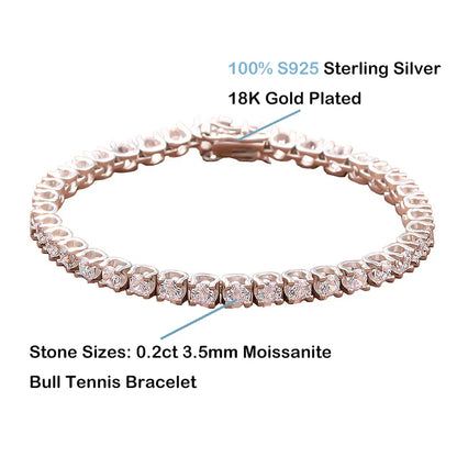 Luxury 0.2ct 3.5mm Full Moissanite Tennis Bracelet for Women Wedding Party Fine Jewelry Real 925 Sterling Silver Bracelets