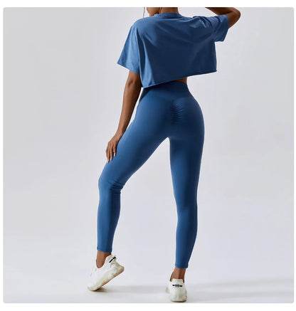 Y2K Outdoor Dance Sports Short sleeved Yoga Dress Women's Leisure Versatile Fitness Top Loose Sports T-shirt