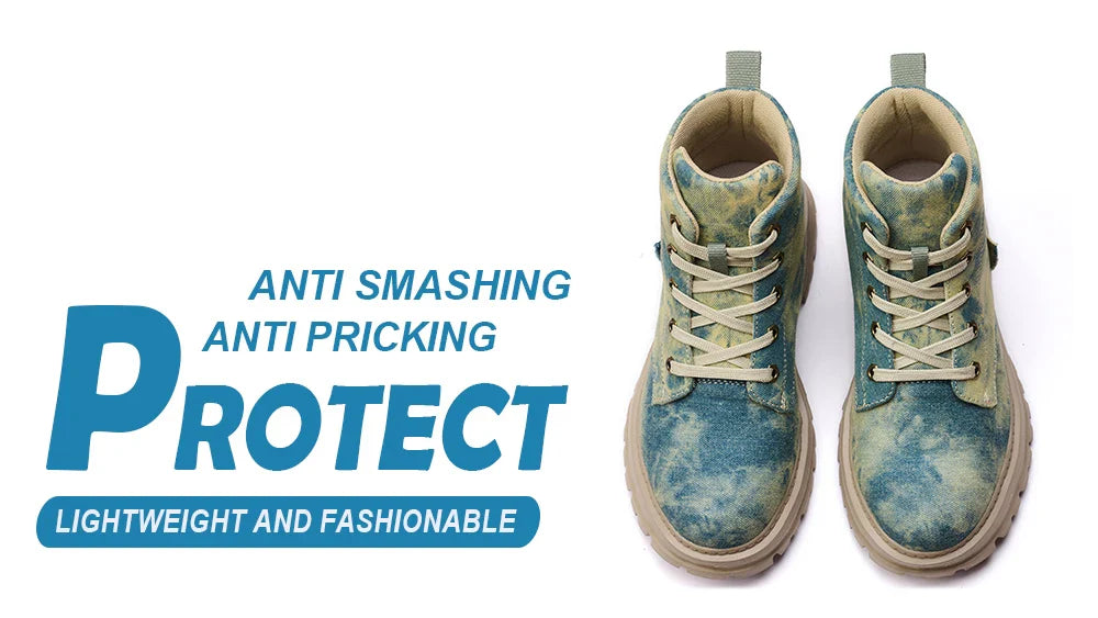 2025 New Fashion Women's Safety Shoes Smashing Steel Head Puncture Proof Kevlar Street Outdoor Light Women's Work Boots