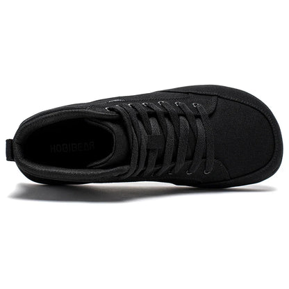 Mid-Top Barefoot Shoes Unisex Wide Toe Box Canvas Sneakes Zero Drop Lace Up Outdoor Walking Shoes