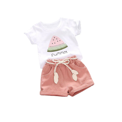 summer girls clothing set 2pcs tracksuit children cotton suit kids cartoon outfits short sleeve baby girls clothes sets