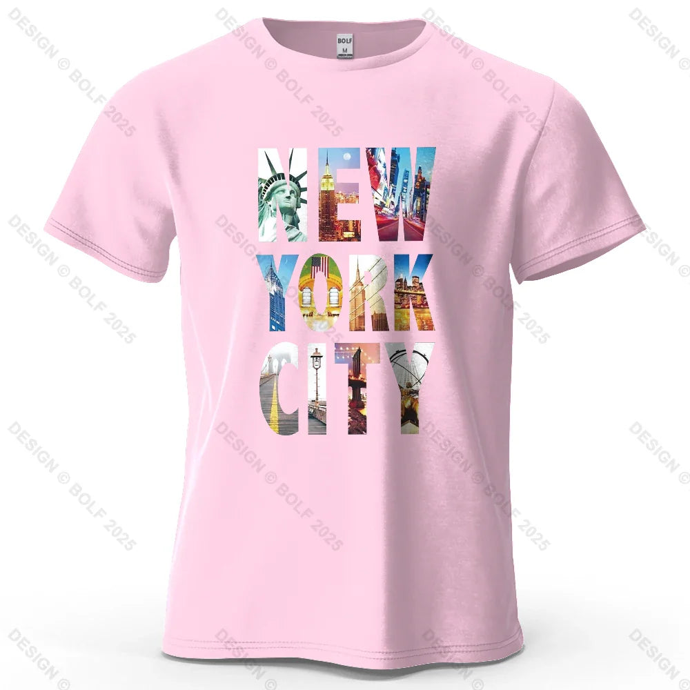 NYC Vibes Printed Men's T-Shirt 100% Cotton Oversized Urban Trendy Graphic Tees for Women Tops Tees Casual Streetwear