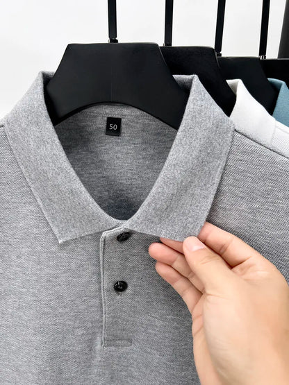 100% Cotton Polo Shirt, Four Seasons Universal  Leisure Long Sleeve, Breathable Lapels T-shirt, Perfect for Golf Sports Durable