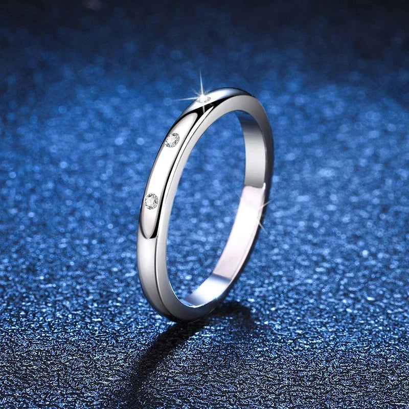 Moissanite Ring for Women S925 Solid Silver with White Gold Plated Diamond Wedding Bridal Band Luxury Jewelry Gift