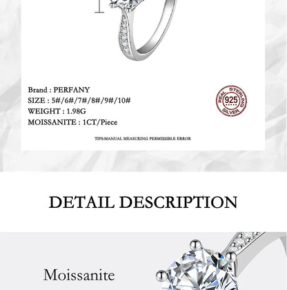 0.5-3CT Moissanite Ring For Women S925 Pure Silver Sparkling Engagement Ring Wedding High-end Jewelry