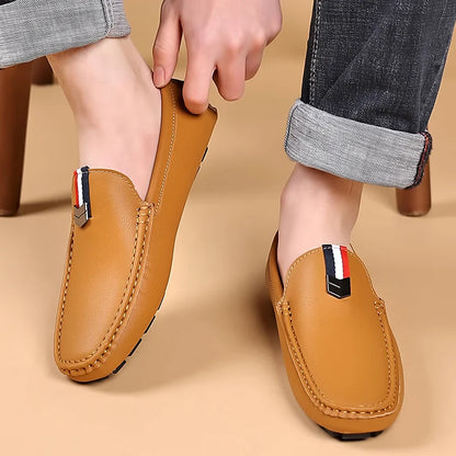 Men's Loafers High Quality Anti-slip Casual Shoes Men's Leather Loafer Outdoor Breathable Lightweight Soft Driving Shoes