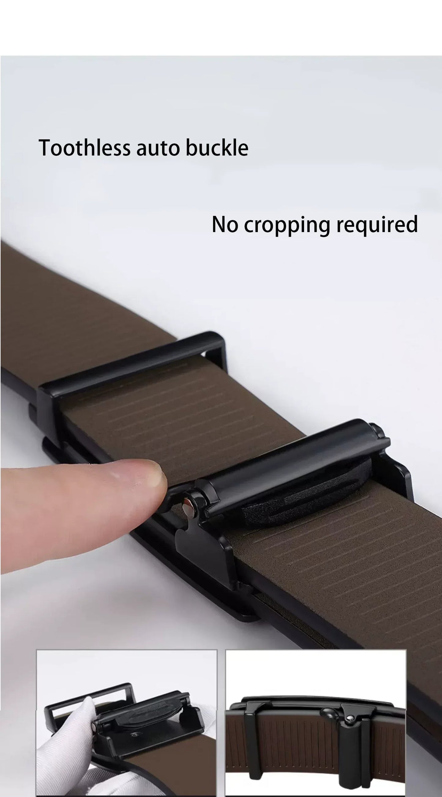 Men Leather Belt Black Metal Toothless Automatic Buckle Business Casual PU Leather Men's Fashion High Quality Belt