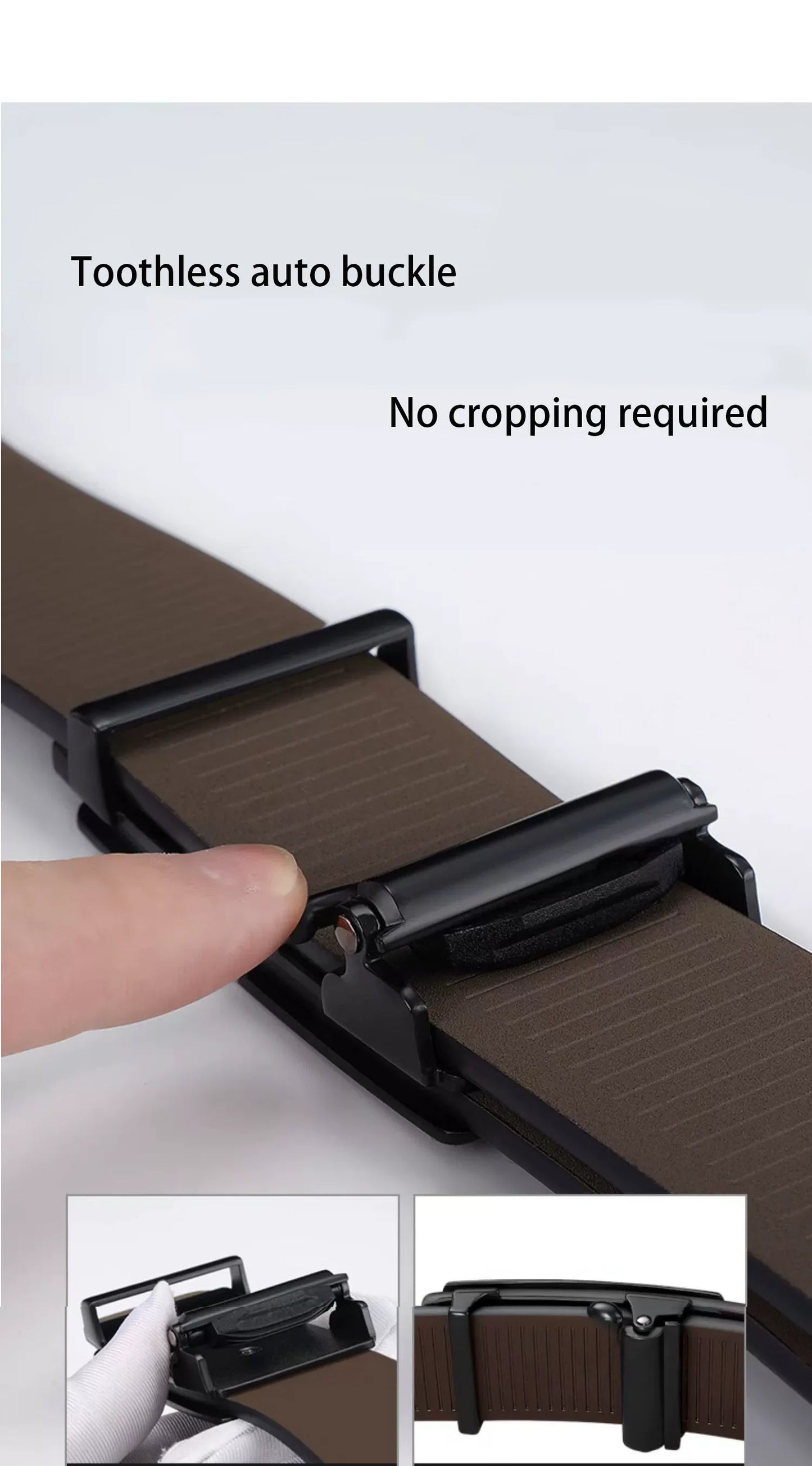 Men Leather Belt Black Metal Toothless Automatic Buckle Business Casual PU Leather Men's Fashion High Quality Belt