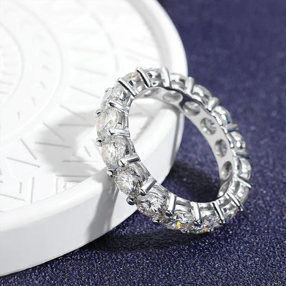 5mm D Color Moissanite Row Ring 925 Sterling Silver Diamond Wedding Band Rings For Women Certified Fine Jewelry Gift Houtros