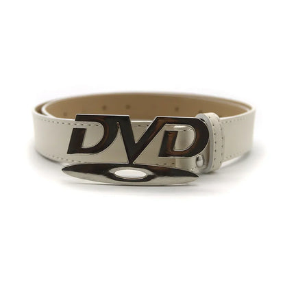 Unisex Nostalgic Design DVD Buckle Belt Men Women Decoration Paired with Jeans Waist Straps Belt Versatile Design Sense Belt