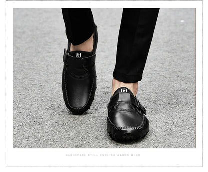 Fashion Loafer Shoes Men Genuine Leather Soft Comfy Slip-on Moccasins Handmade Man Casual Shoes Drive Walk Luxury Leisure