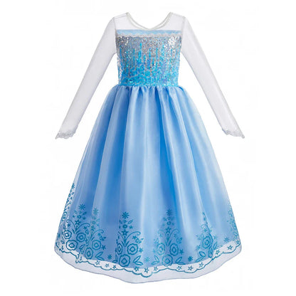 Vestido da Anna e Elsa para Meninas, Fantasia Cosplay Infantil de Halloween, Vestidos de Princesa para Crianças, Festa de Aniversário Elegante, Roupas de Carnaval 3-10 Anos