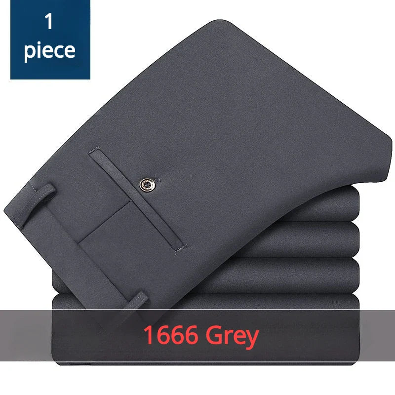 Casual Suit Pants Stretch Men's Dress Pants Black Navy Blue Suit Pants Straight Slim-Fit Business Formal Trousers Plus Size 40