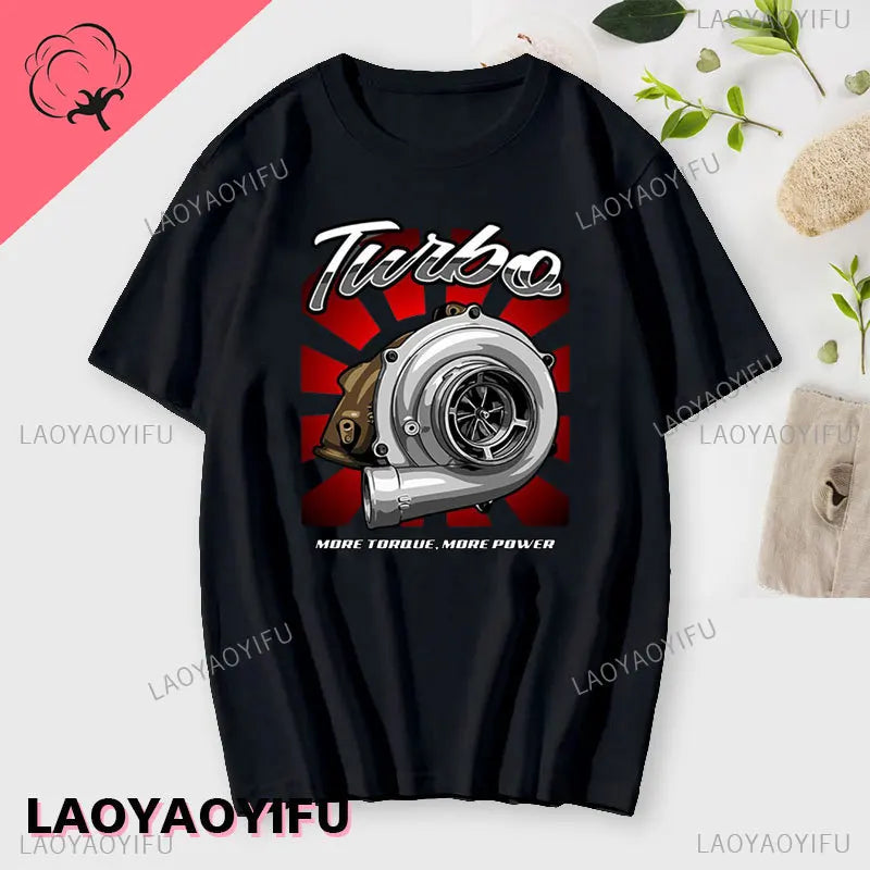 New Boost Turbo Engine Printing T-Shirt Car Parts Funny Mechanic Cotton Teemen 2024 Summer Fashion Top Personality Mans Clothing