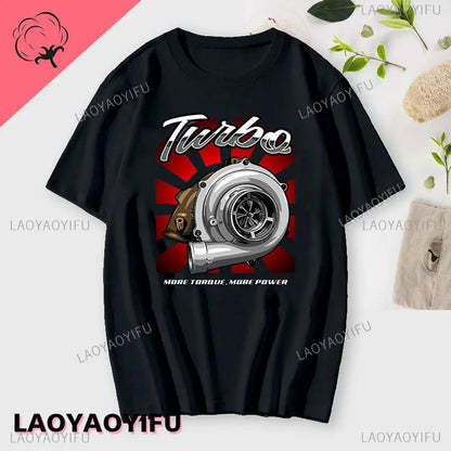 New Boost Turbo Engine Printing T-Shirt Car Parts Funny Mechanic Cotton Teemen 2024 Summer Fashion Top Personality Mans Clothing