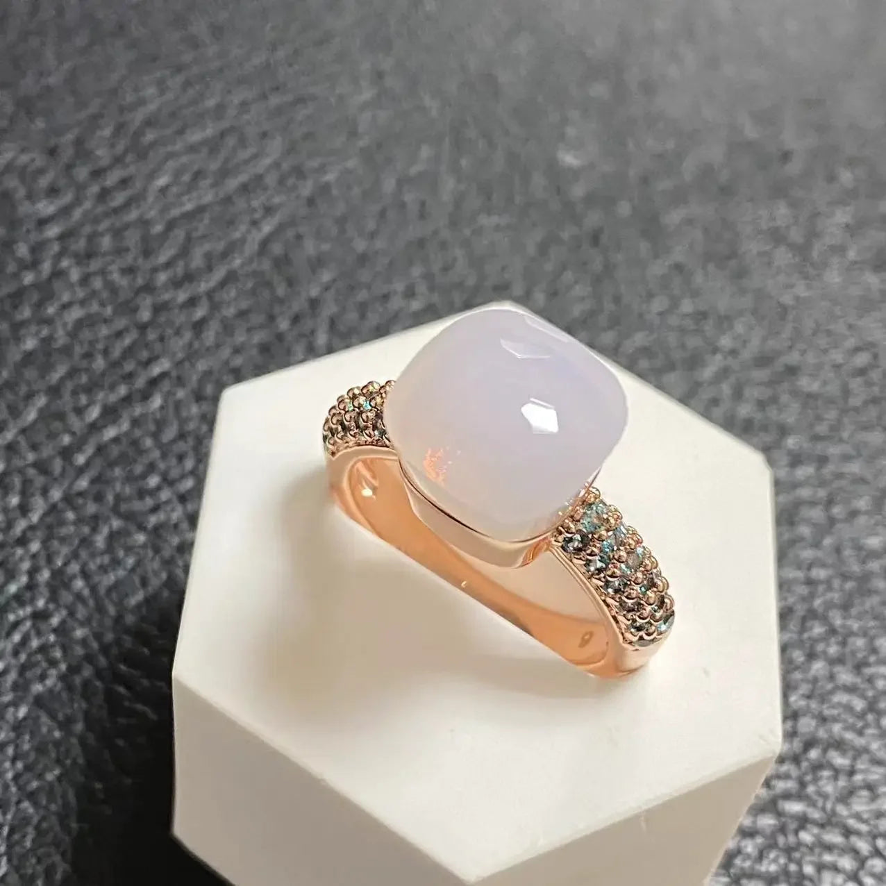 10.6mm Topaz Ring For Women Inlay Light Blue Zircon Candy Water Drop Crystal Ring Rose Gold Plated Jewelry Gift