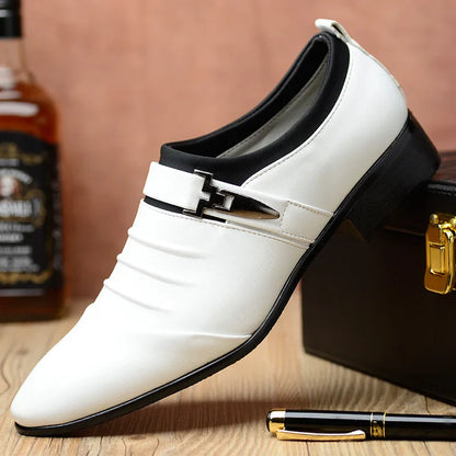 Classic White Men Dress Shoes 2024 Casual Business Leather Shoes for Men Point Toe Wedding Formal Shoes Men Size 46