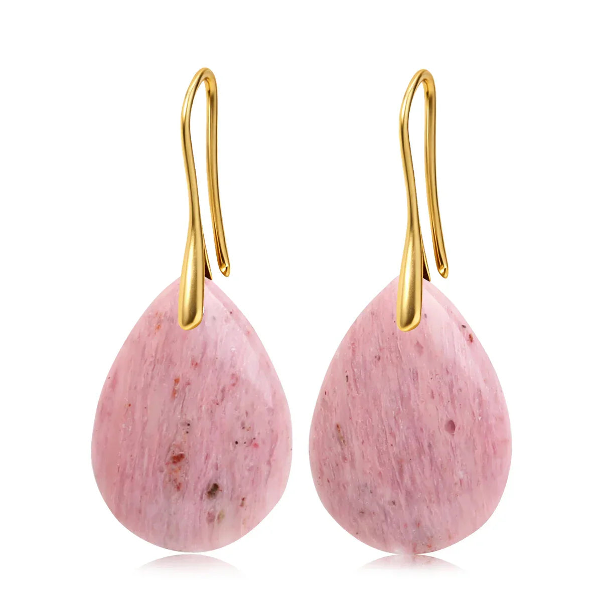 Natural Stone Pendant Women's Teardrop Earrings Elegant Gem Jewelry Creative Gift Black Obsidian Amethyst Rose Quartz Earrings