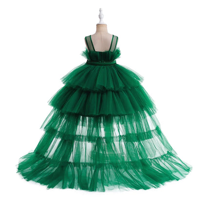 Elegant Tulle Bridesmaids Party Girls Dresses Summer Baptism Birthday Wedding Prom Princess Dress for Girl Christmas Kids Clohes