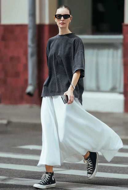 Fashion Women Cotton Solid Washed T-shirts Loose O-Neck Tee Shirts Street Casual Comfortable Short Sleeve Tops Female Clothes