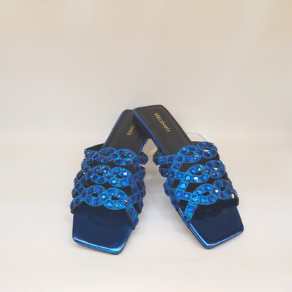 Pretty Soft Flat Shoes With Bag Set For Woman Fashion Style Rhinestone Party Slippers And Women Purse Latest Design