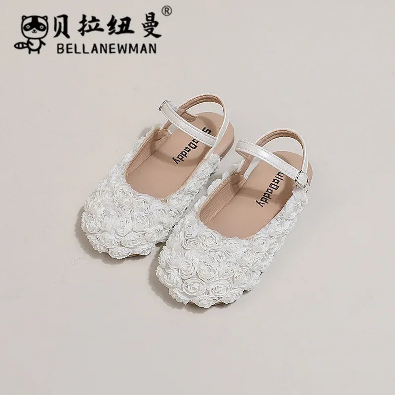 Girls Sandals Small Cute Flowers Close-toed Sandals For Girl 2025 Spring Summer Kids Flats Girls Ankle Strap Sandals