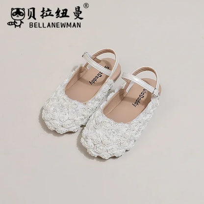 Girls Sandals Small Cute Flowers Close-toed Sandals For Girl 2025 Spring Summer Kids Flats Girls Ankle Strap Sandals