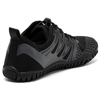 Wide Toe Barefoot Shoes for Unisex Artificial Leather Outdoor Walking Sneakers Zero Drop Minimalist Elastic Band Shoes