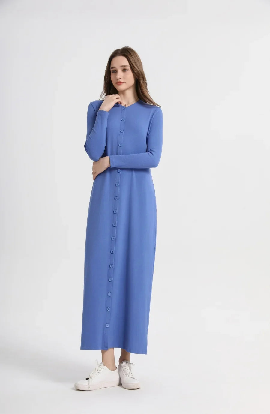 summer woman dress comfortable ribbing maxi button dress  lady clothes