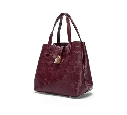 Large Capacity Handbag Luxury Brand Temperament Letter Print with Lock Design 2025 Trendy Women's Crossbody Bag