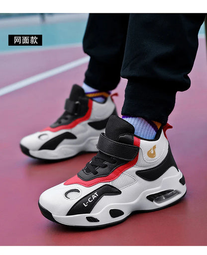 Children's High-top Basketball Shoes Anti-slip Basketball Combat Boots Boys Girls Outdoor Cushioned Sneakers Ankle Support Shoes