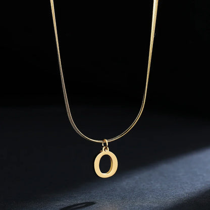 A-Z Alphabet Gold Plated Stainless Steel Pendant Necklace for Women Snake Chain Initial Letter Clavicle Necklaces Collar Jewelry